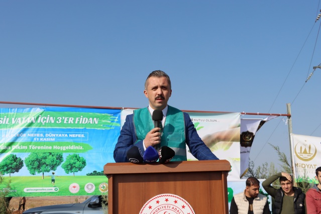 Midyat'ta, "Milli Ağaçlandırma Günü" kapsamında fidanlar toprakla buluşturuldu Midyat Kaymakamı Ahmet Solmaz