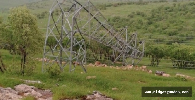 Fırtına Midyat’ta elektrik direklerini devirdi, 60 köy enerjisiz