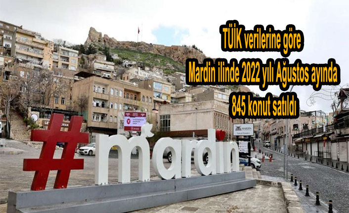 Mardin ilinde 2022 yılı Ağustos ayında 845 konut satıldı.